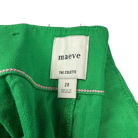 MAEVE The Colette Linen Blend Crop Wide-Leg Trouser Pants Women Size 28 Green - Picture 5 of 8